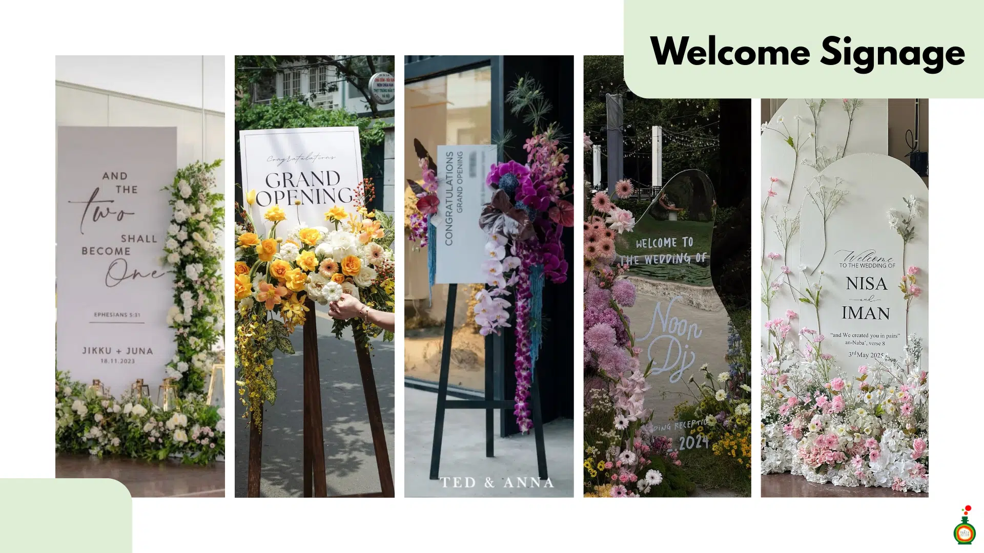บริการจัดดอกไม้ประดิษฐ์ รูปแบบการจัดดอกไม้ Welcome Signage