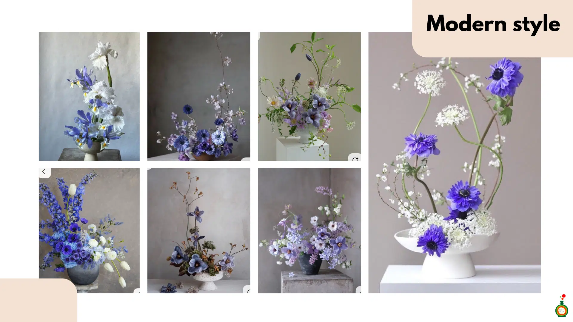 บริการจัดดอกไม้ Modern Hit Design ฟ้า ขาว