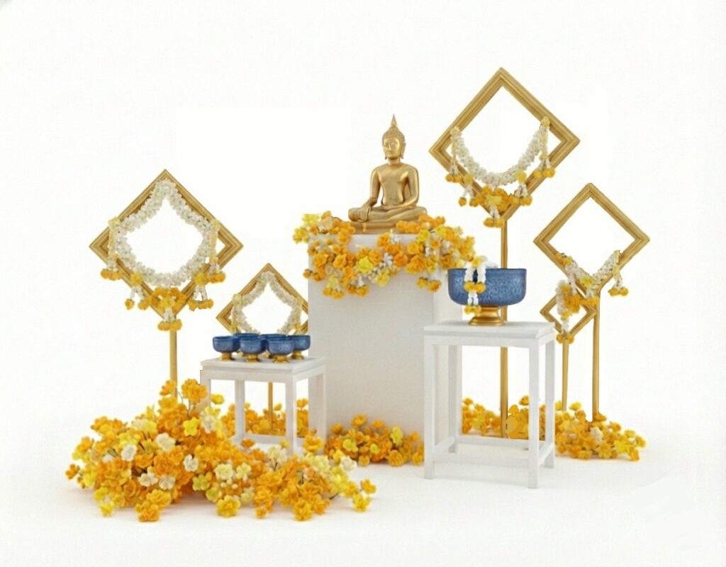 จัดดอกไม้ซุ้มสรงน้ำพระโรงแรม5ดาว