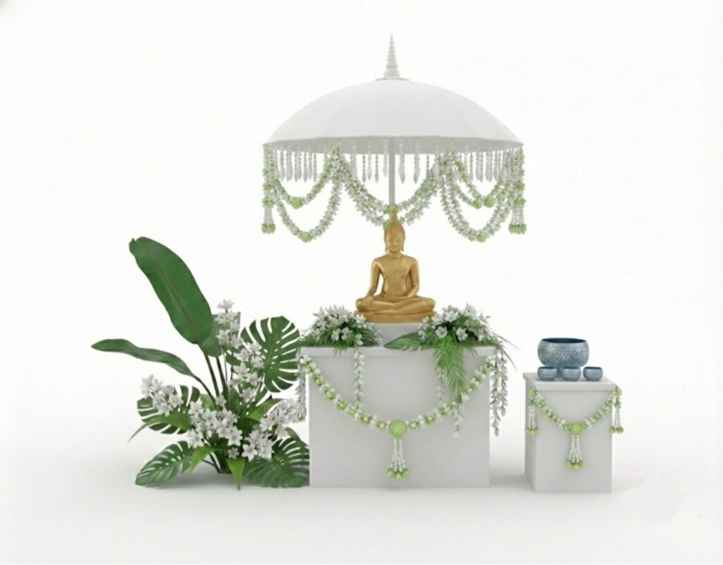 จัดดอกไม้ซุ้มสรงน้ำพระอีเวนต์ในฮอลล์ใหญ่