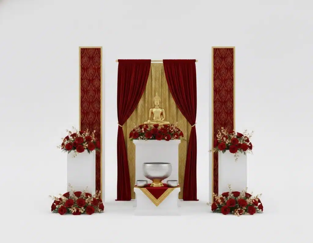 จัดดอกไม้ซุ้มสรงน้ำพระงานเปิดตัวสินค้า