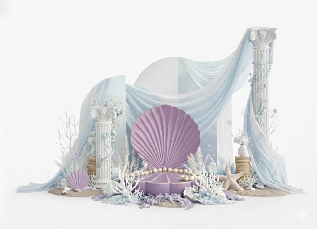 Backdrop ธีม Under the Sea Atlantis Luxury (ขาว เสาโรมัน)