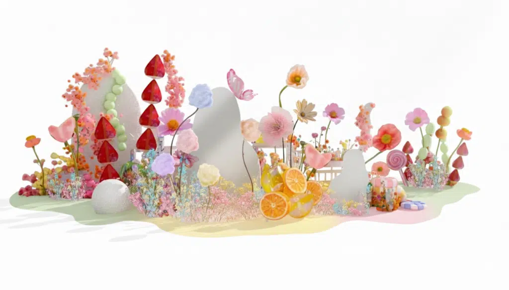 Backdrop ธีม Vivid Flower ดอกไม้สีสด + ผลไม้ + acrylic mirror