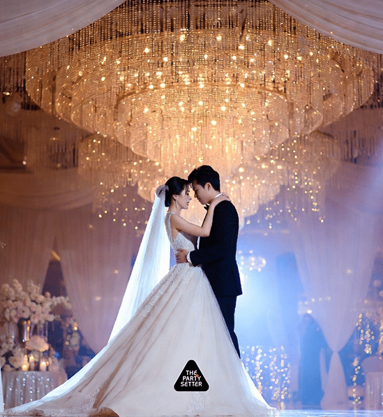 Wedding hall backdrop styling