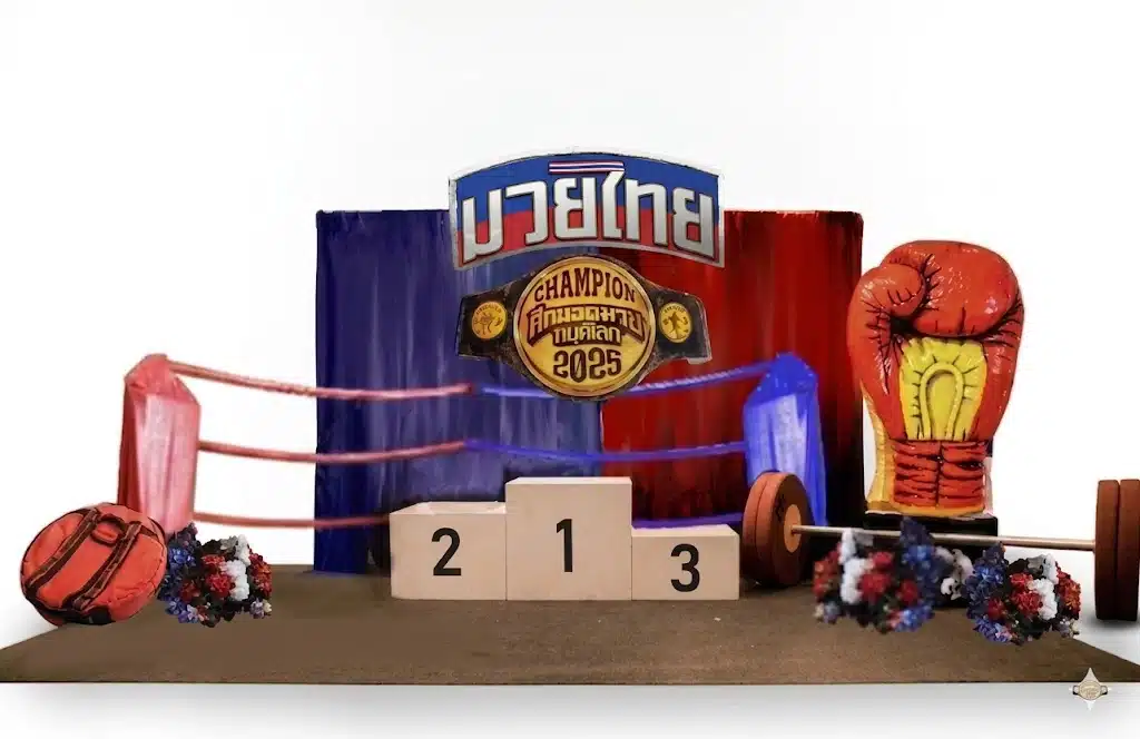 Backdrop ธีม Sport แบบ Muay Thai (แดง–น้ำเงิน)